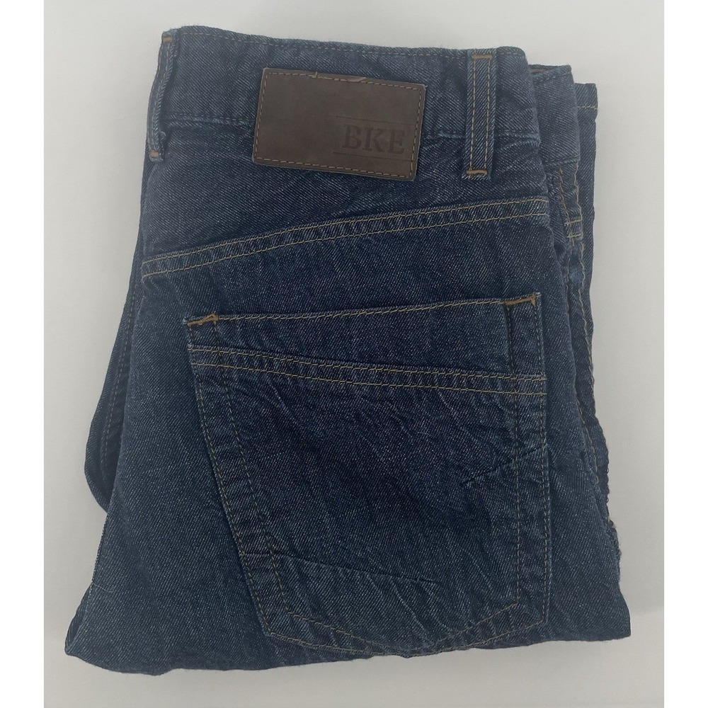 BKE Jake Straight Jeans Mens 31L(32x34) Dark Wash Frayed Hem Casual Classic